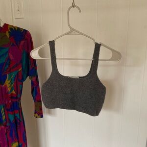 Gray Fitted Crop Tank Top